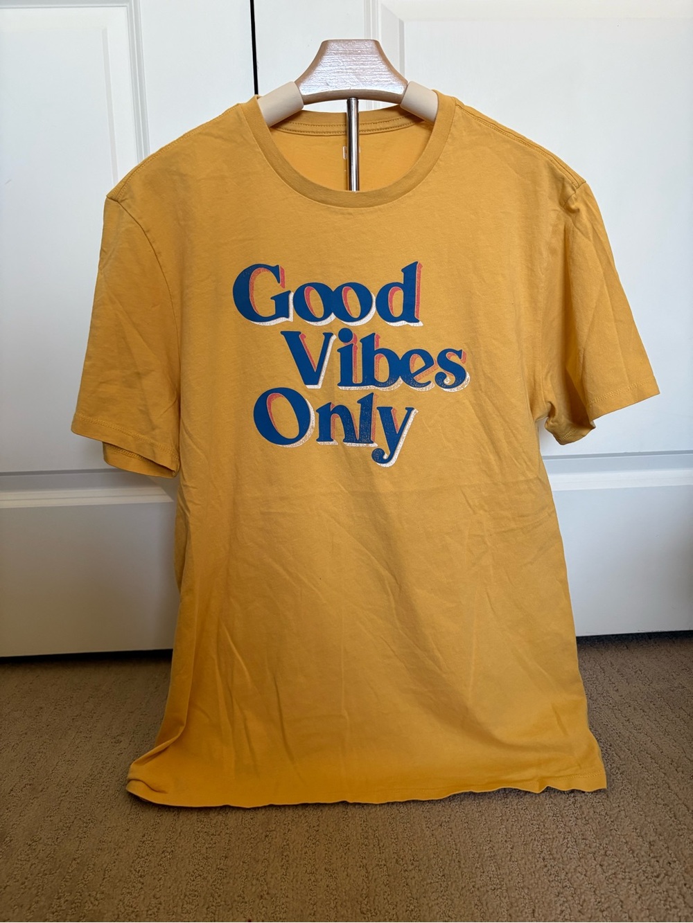 GAP Mustard Yellow "Good Vibes Only" Short Sleeve Tee